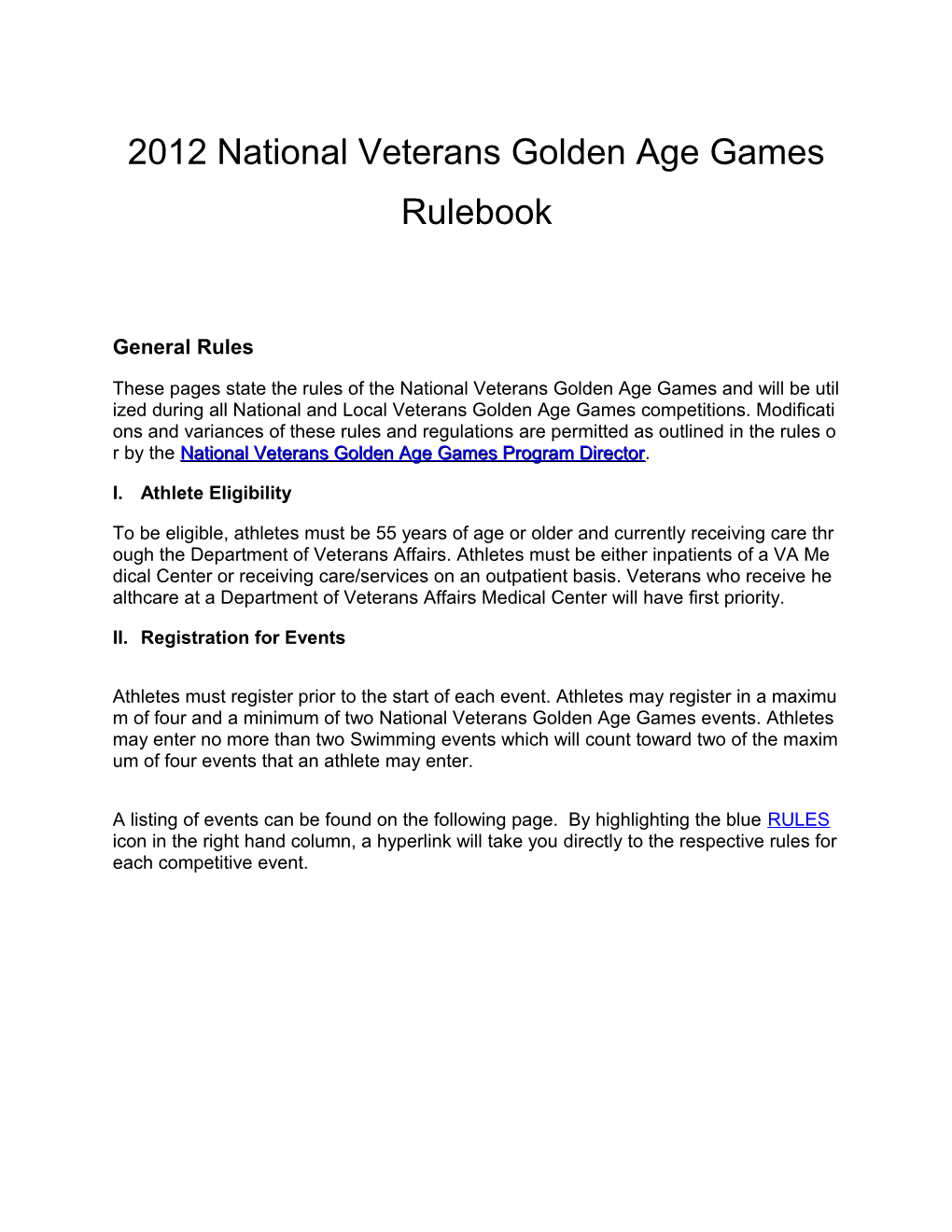 2012 National Veterans Golden Age Games