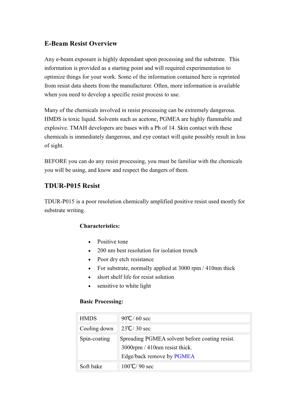 E-Beam Resist Overview