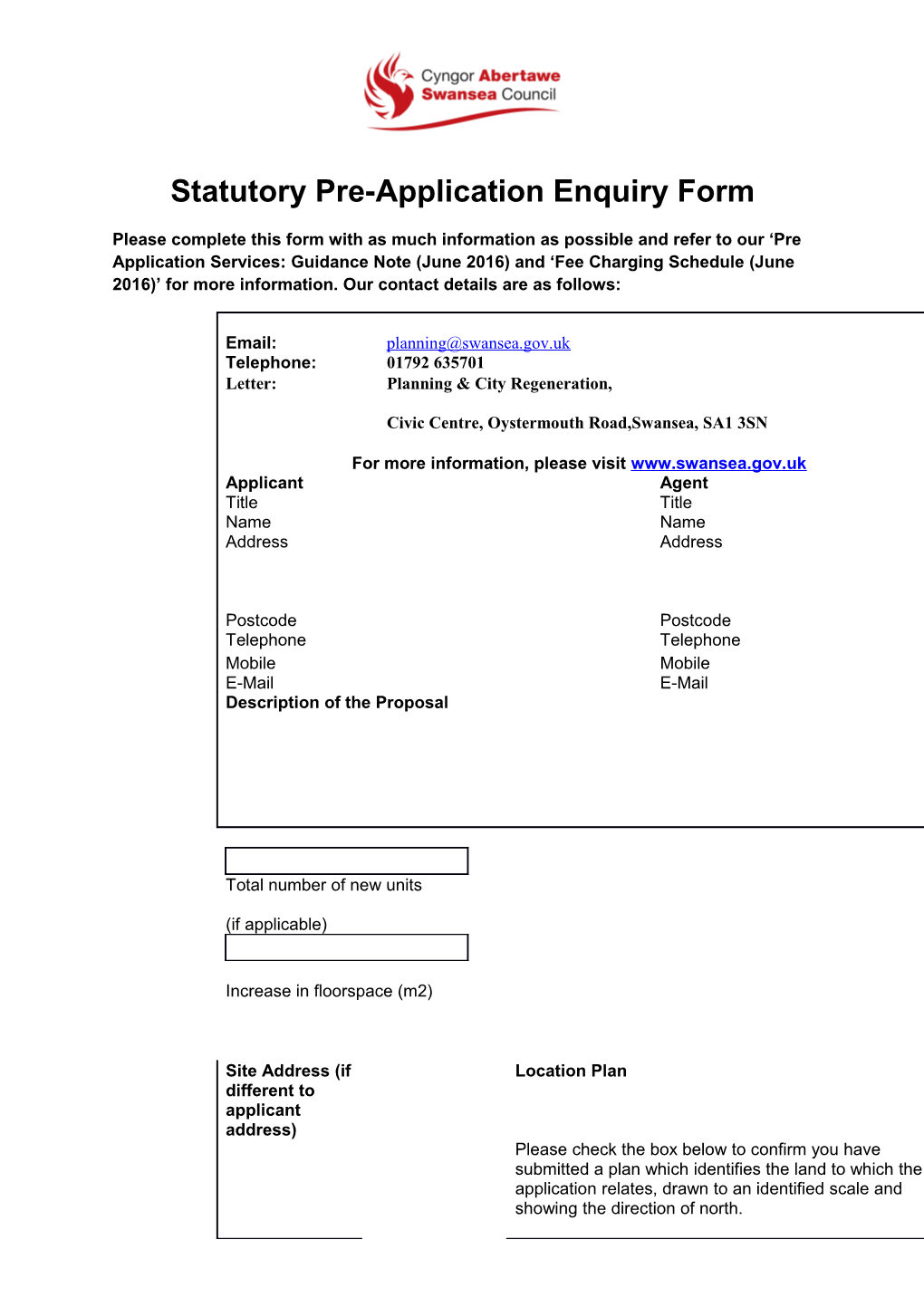 Statutory Pre-Application Enquiry Form