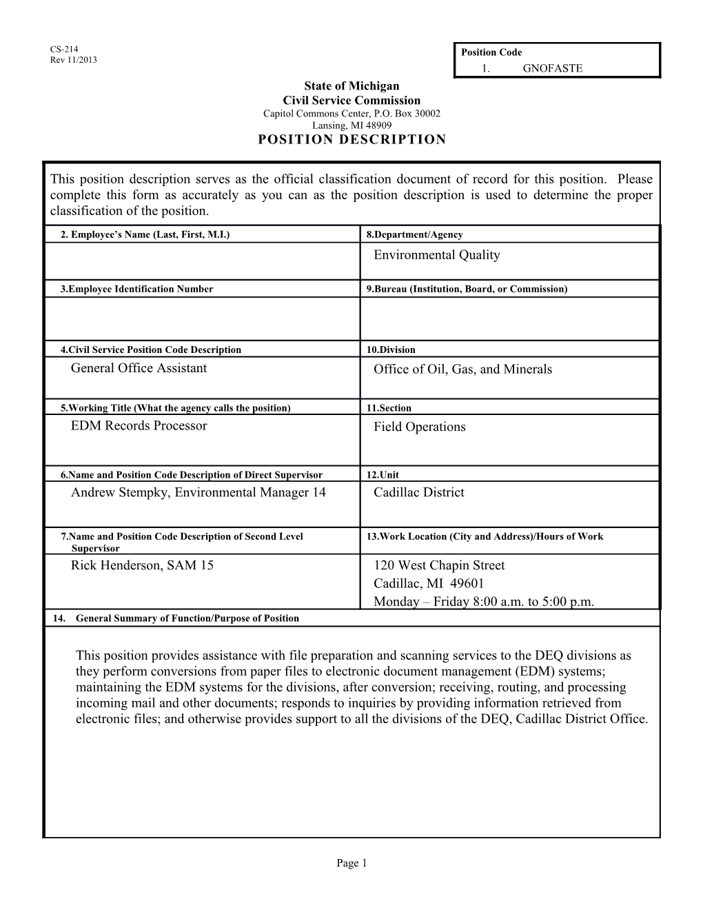 CS-214 Position Description Form s13