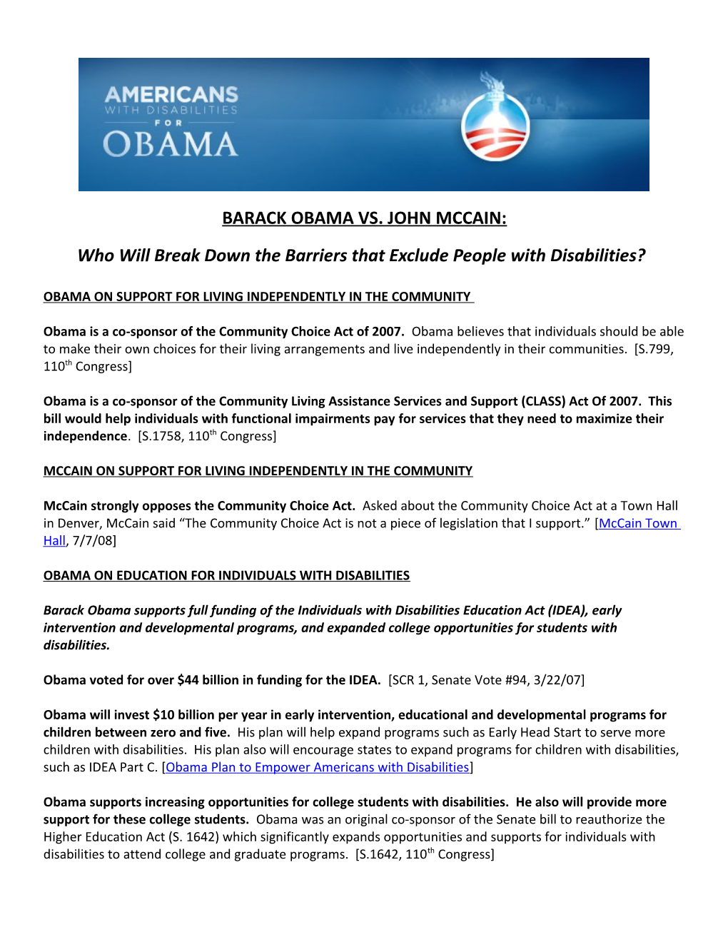 Obama and Mccain on Disability Issues