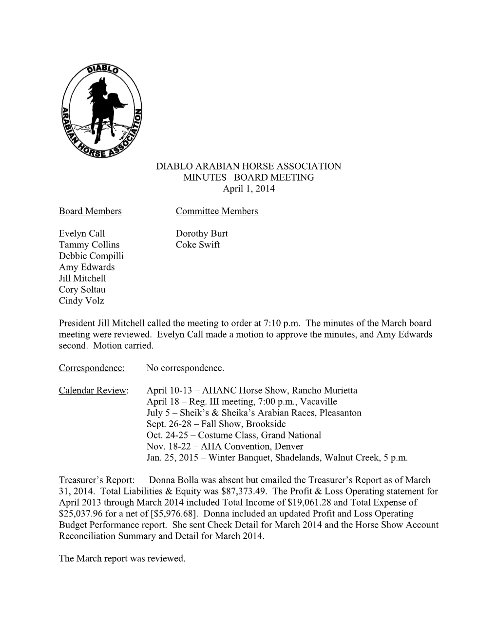 Diablo Arabian Horse Association