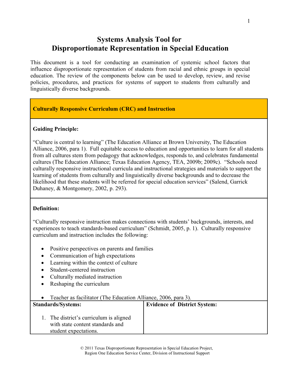 Systems Analysis Of Disproportionate Rep Quiding Questions