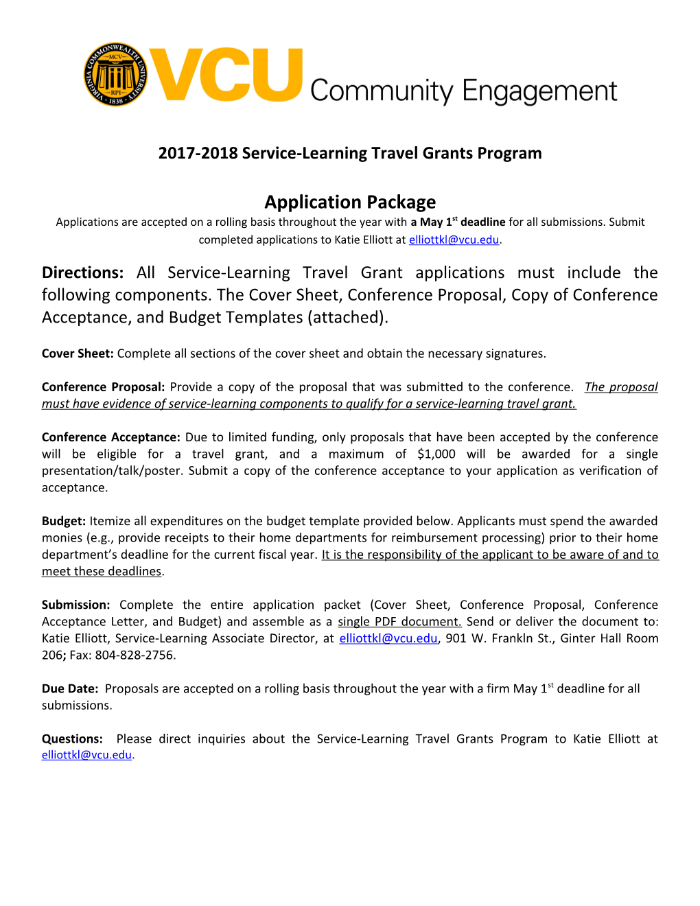 2017-2018 Service-Learning Travel Grants Program