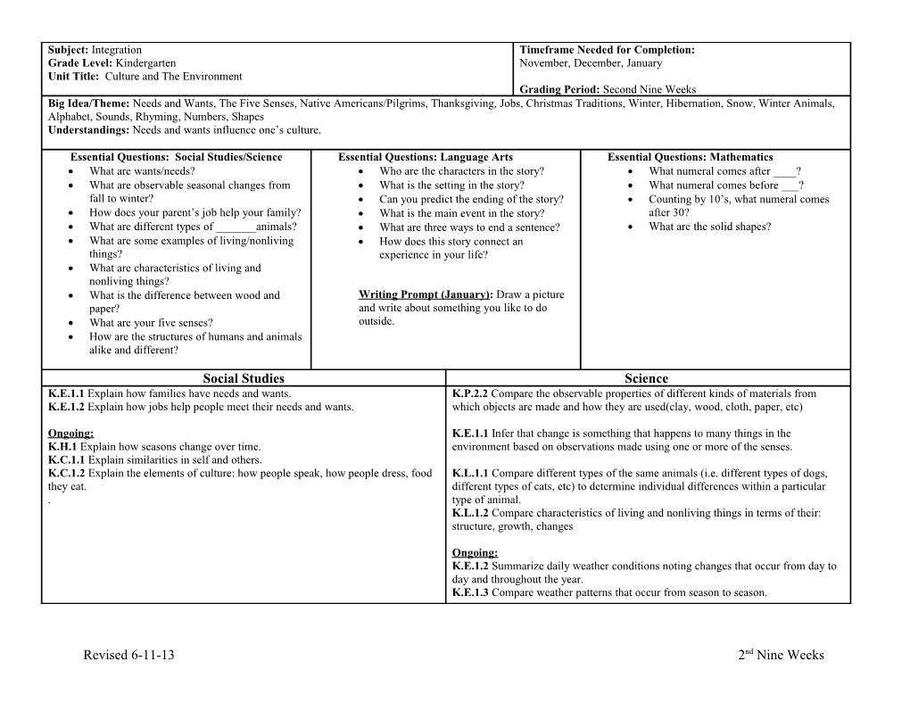 Revised 6-11-13 2Nd Nine Weeks