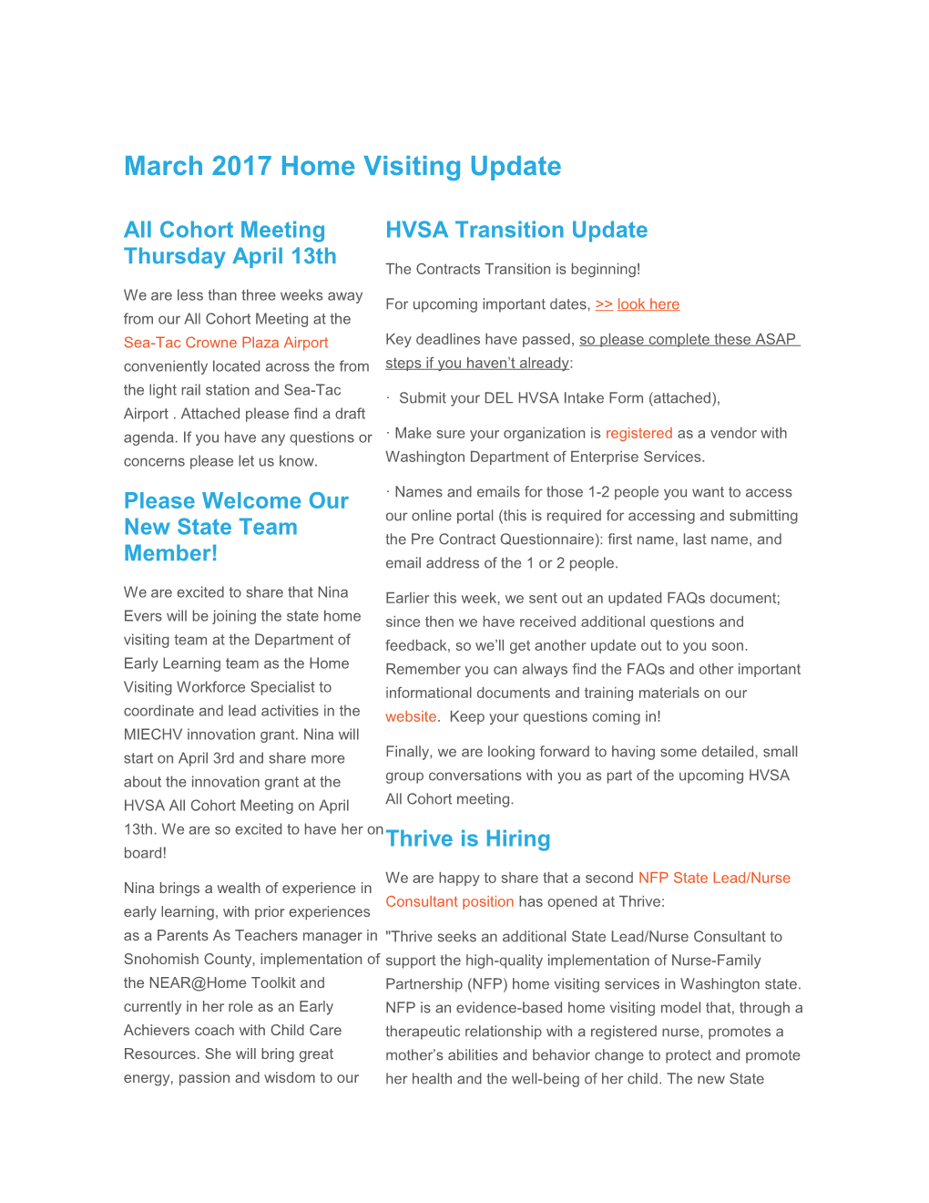 March 2017 Home Visiting Update