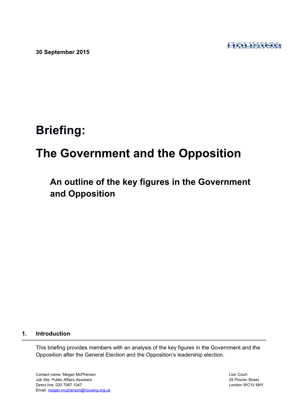 The Government and the Opposition