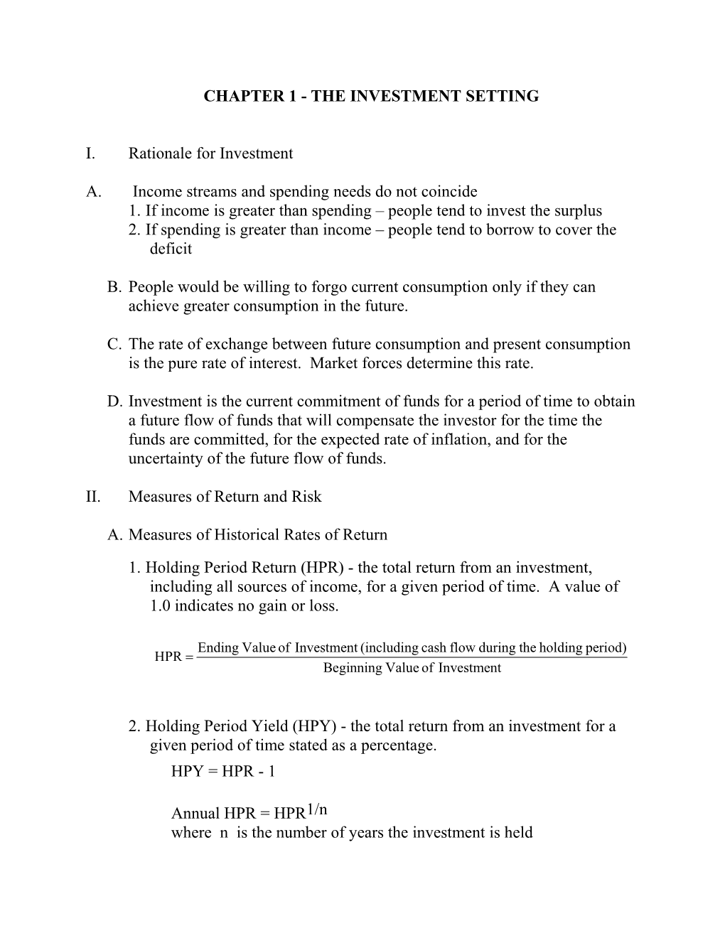 Chapter 1 - the Investment Setting s1