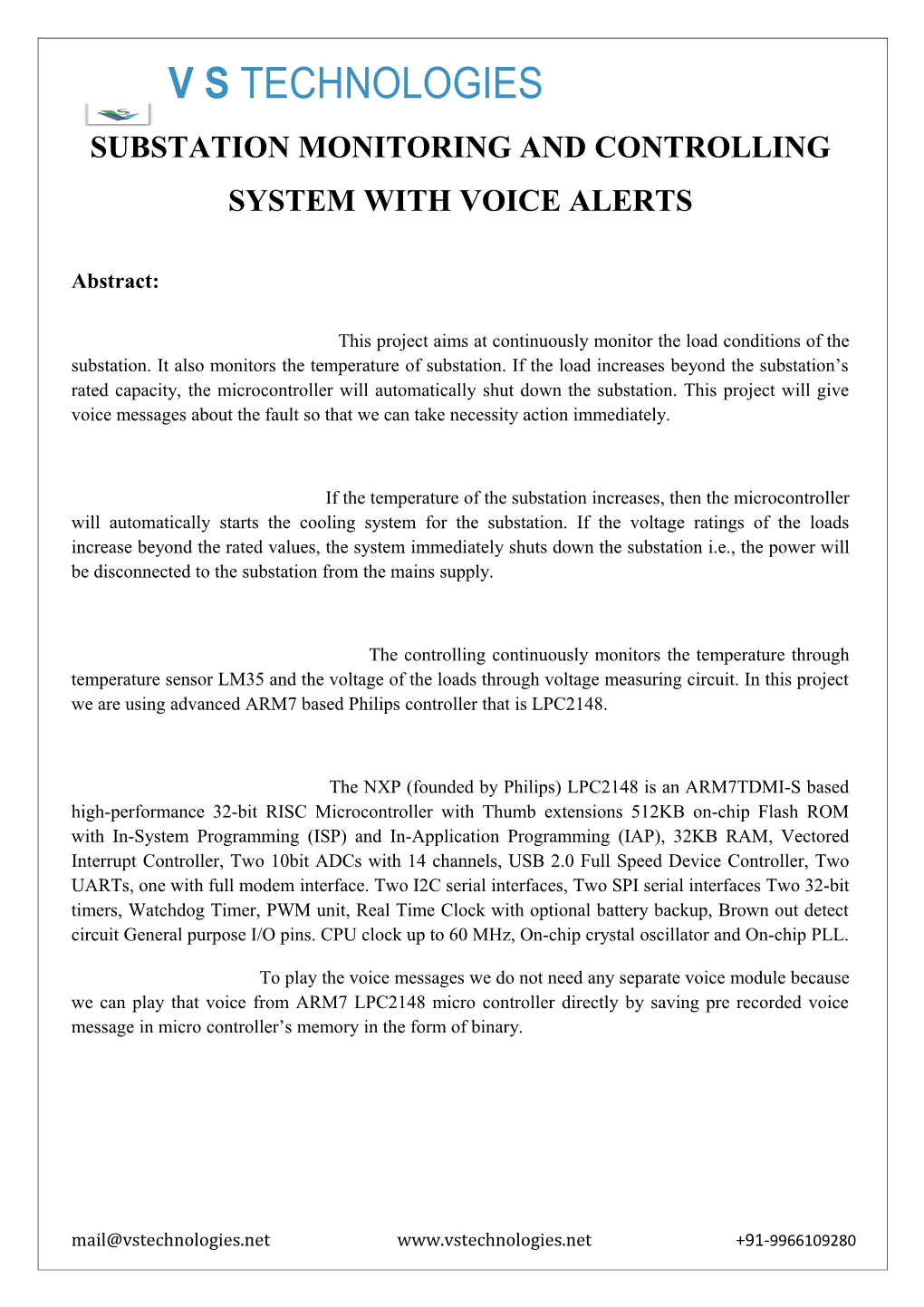 Substation Monitoring and Controlling System with Voice Alerts