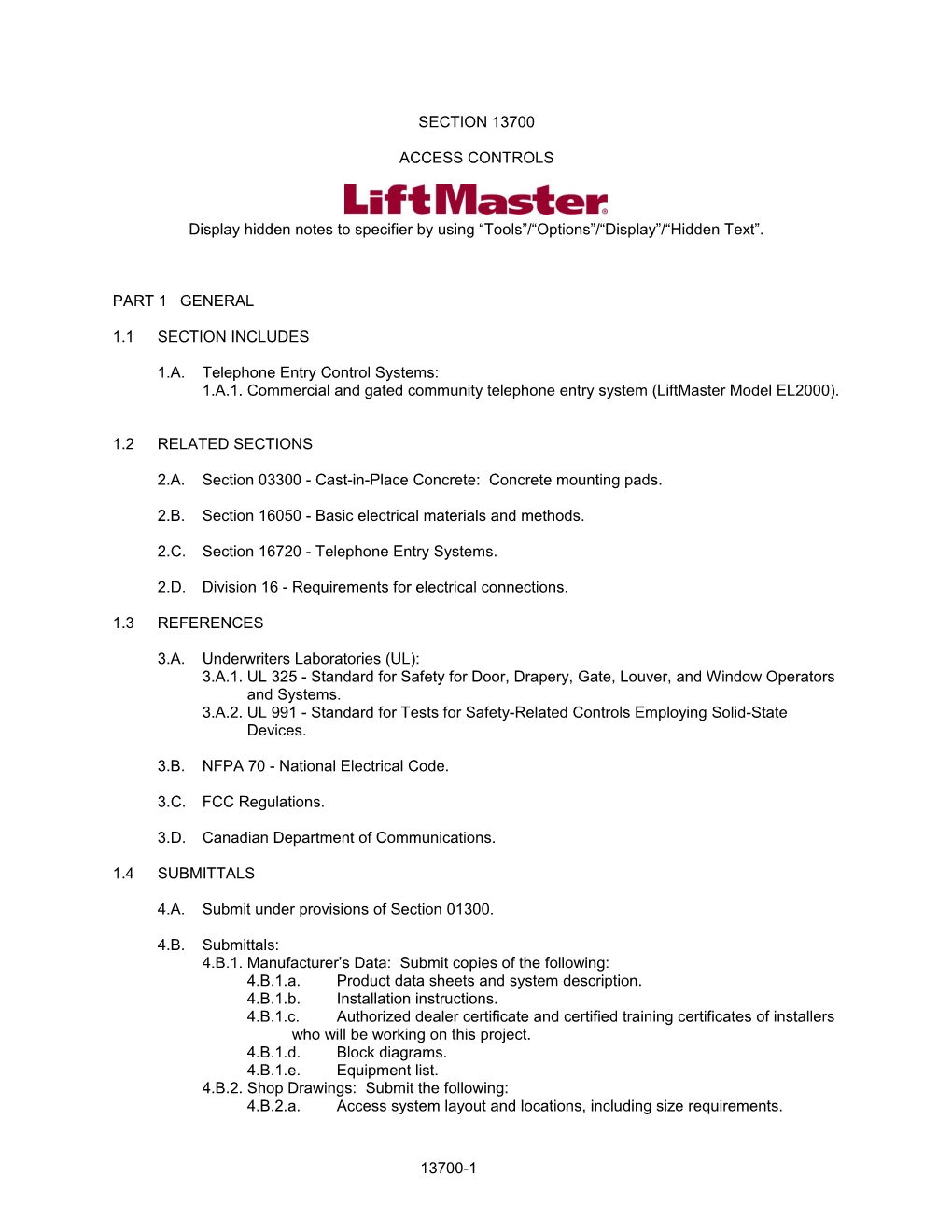 Section 13700 - Access Controls s1