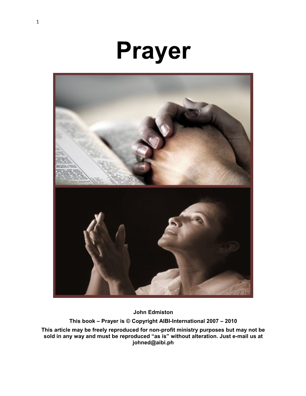 This Book Prayer Is Copyright AIBI-International 2007 2010