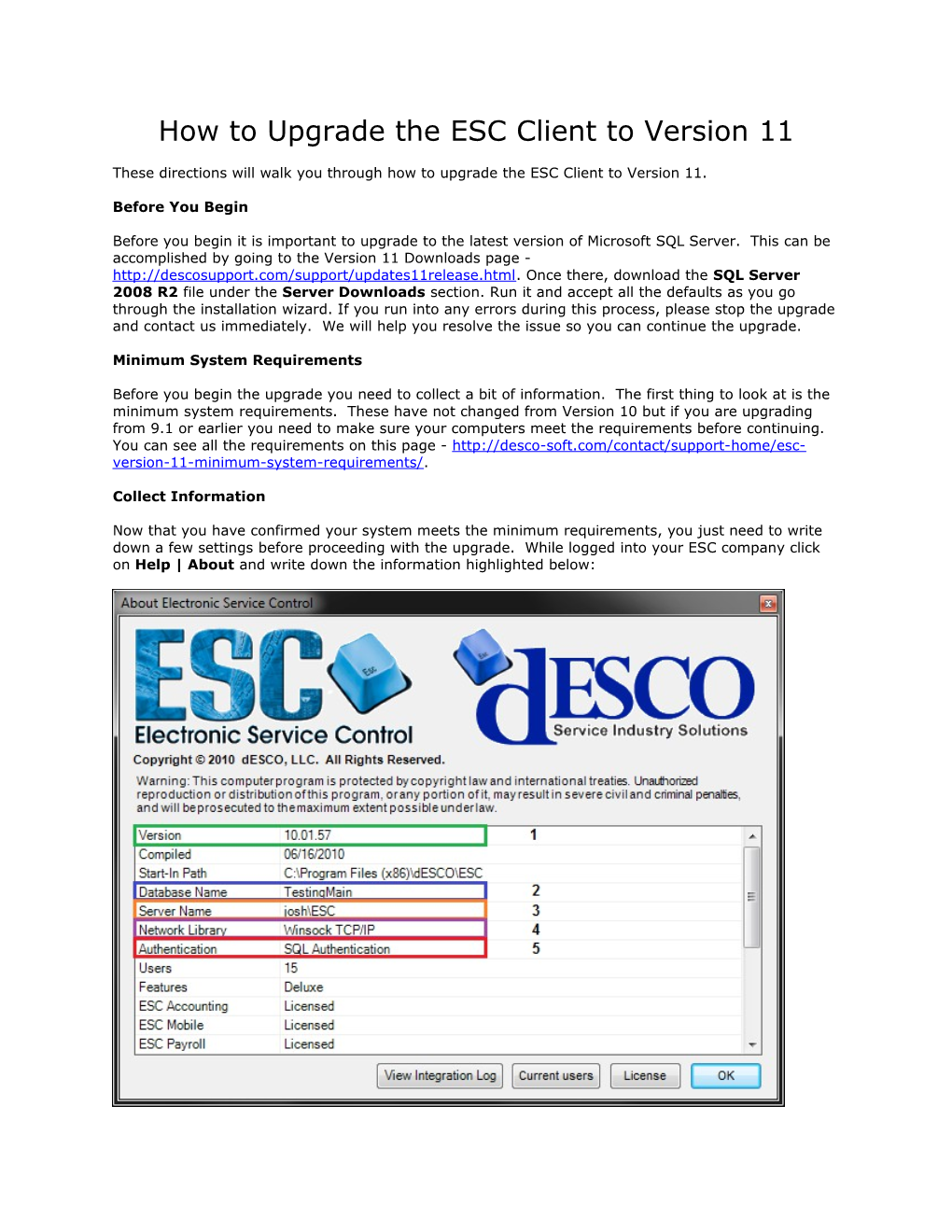 ESC Version 8 Upgrade Directions