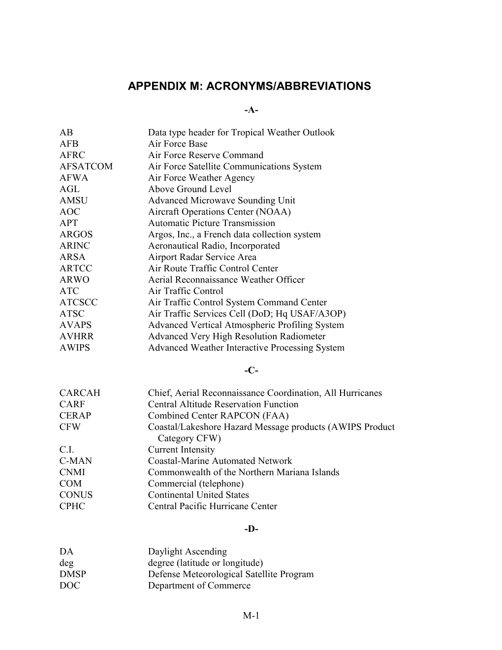 Appendix L Acronyms/Abbreviations