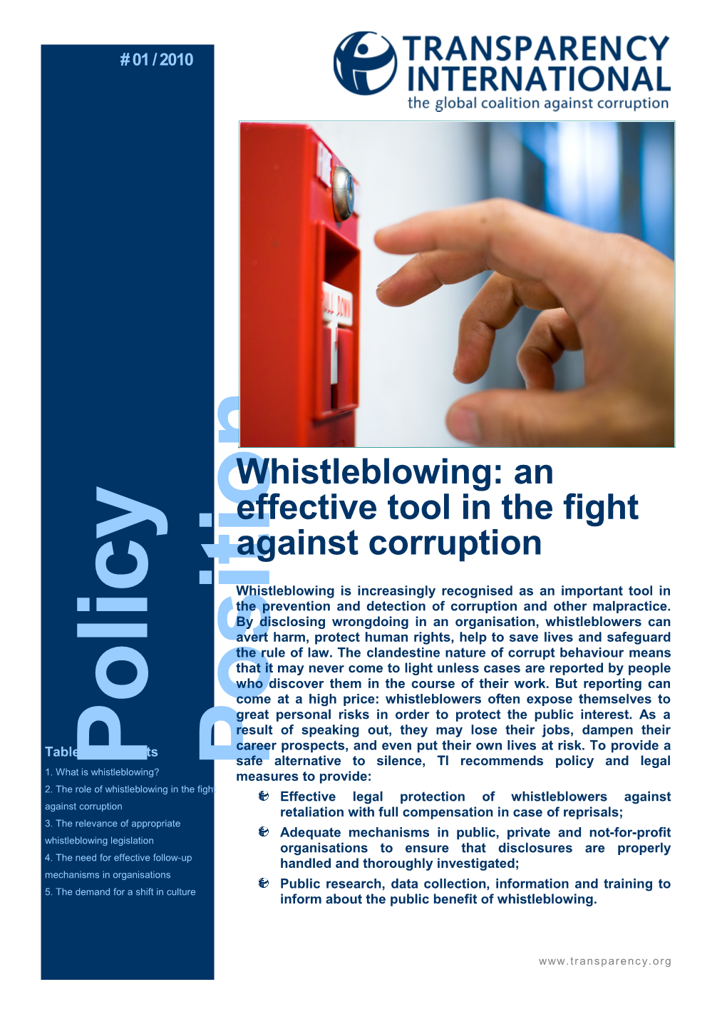 Whistleblowing: an Effective Tool in the Fight Against Corruption