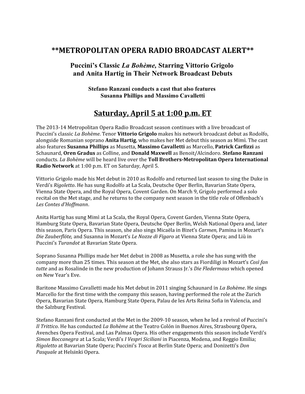 Metropolitan Opera Radio Broadcast Alert s2