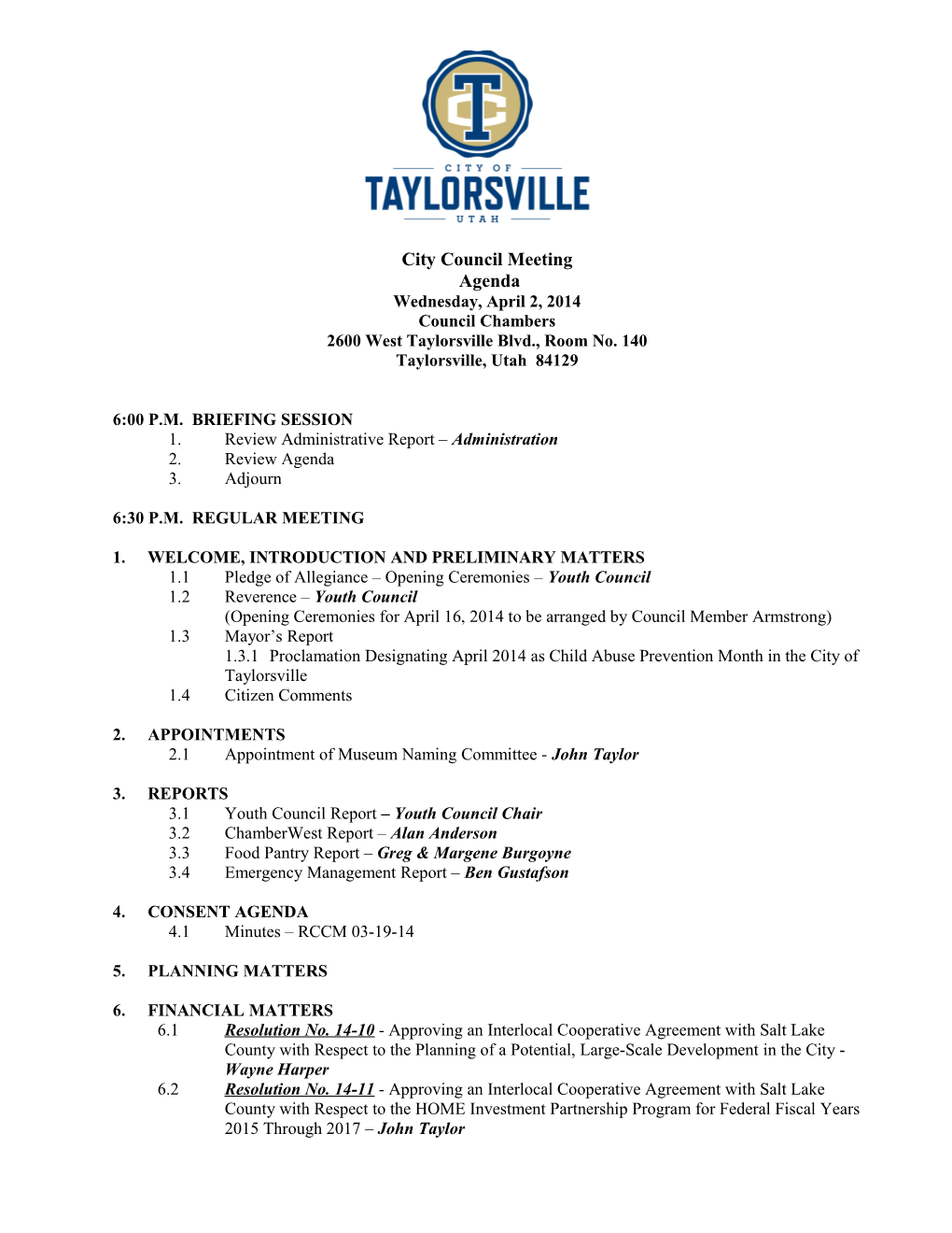 Taylorsville City Council