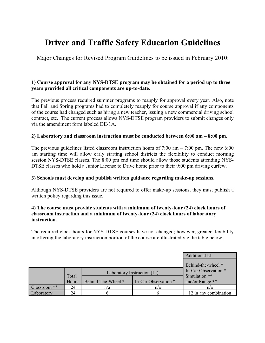Driver and Traffic Safety Education Guidelines 2010