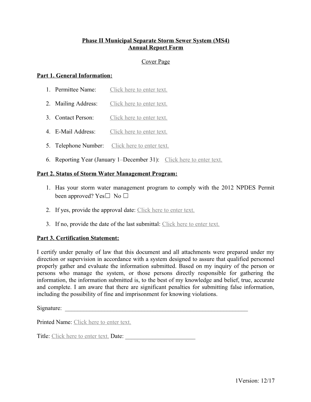 Phase II Municipal Separate Storm Sewer System (MS4)