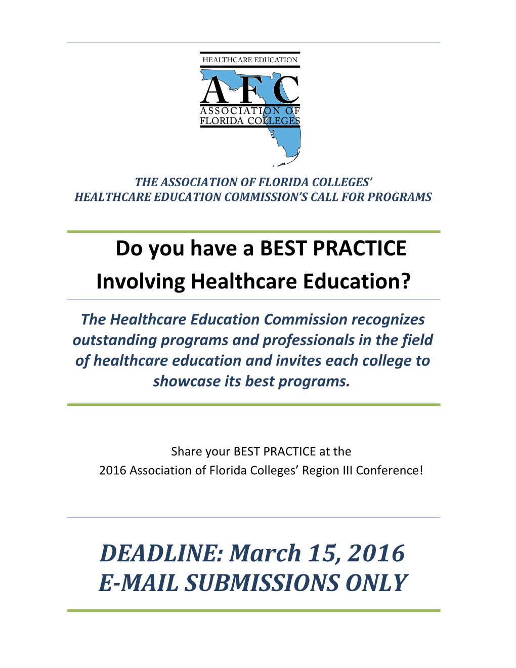 Healthcare Education Commission S Call for Programs