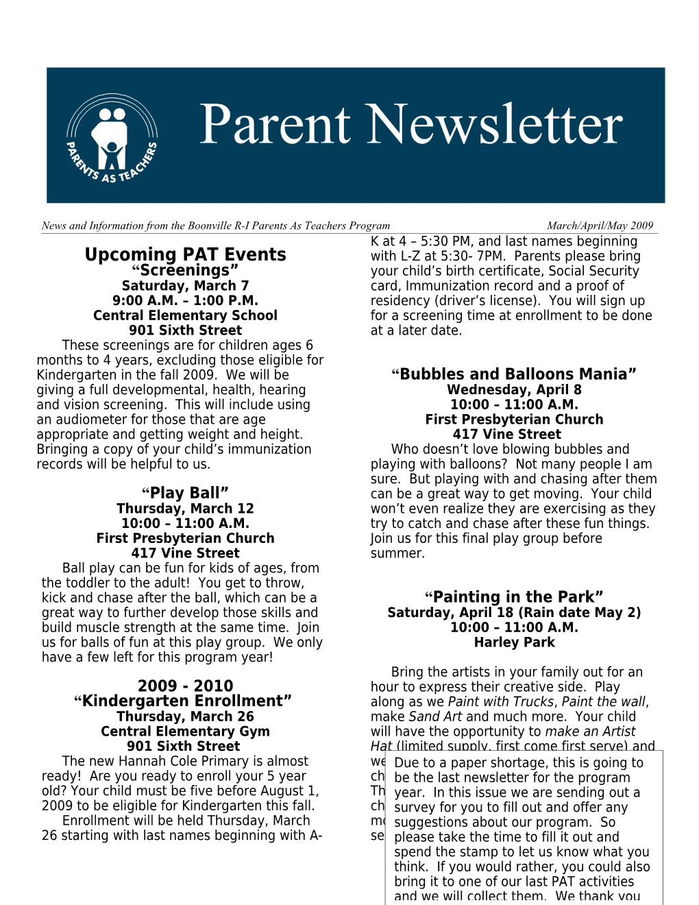Parents Newsletter August/September 2005 Page 2