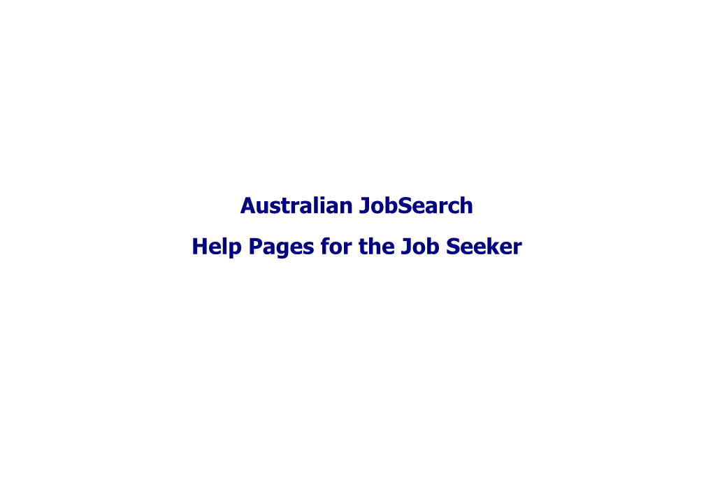 Jobsearch Personal Page User Guide Main Screen