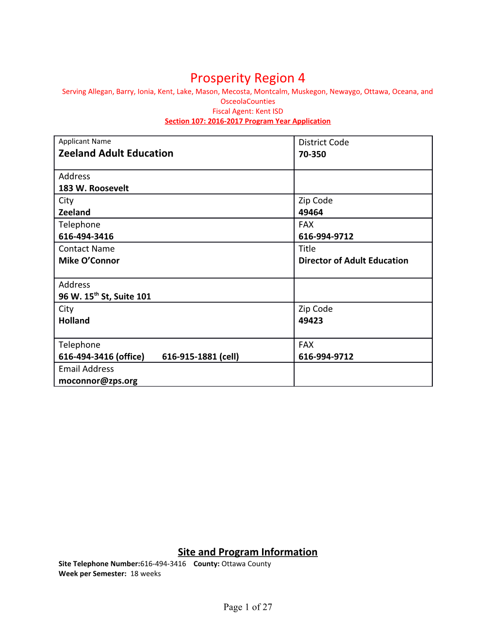 Section 107: 2016-2017 Program Year Application