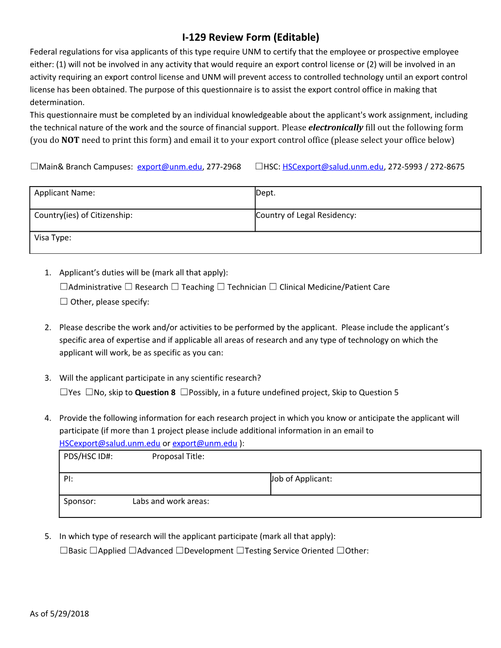 I-129 Review Form (Editable)
