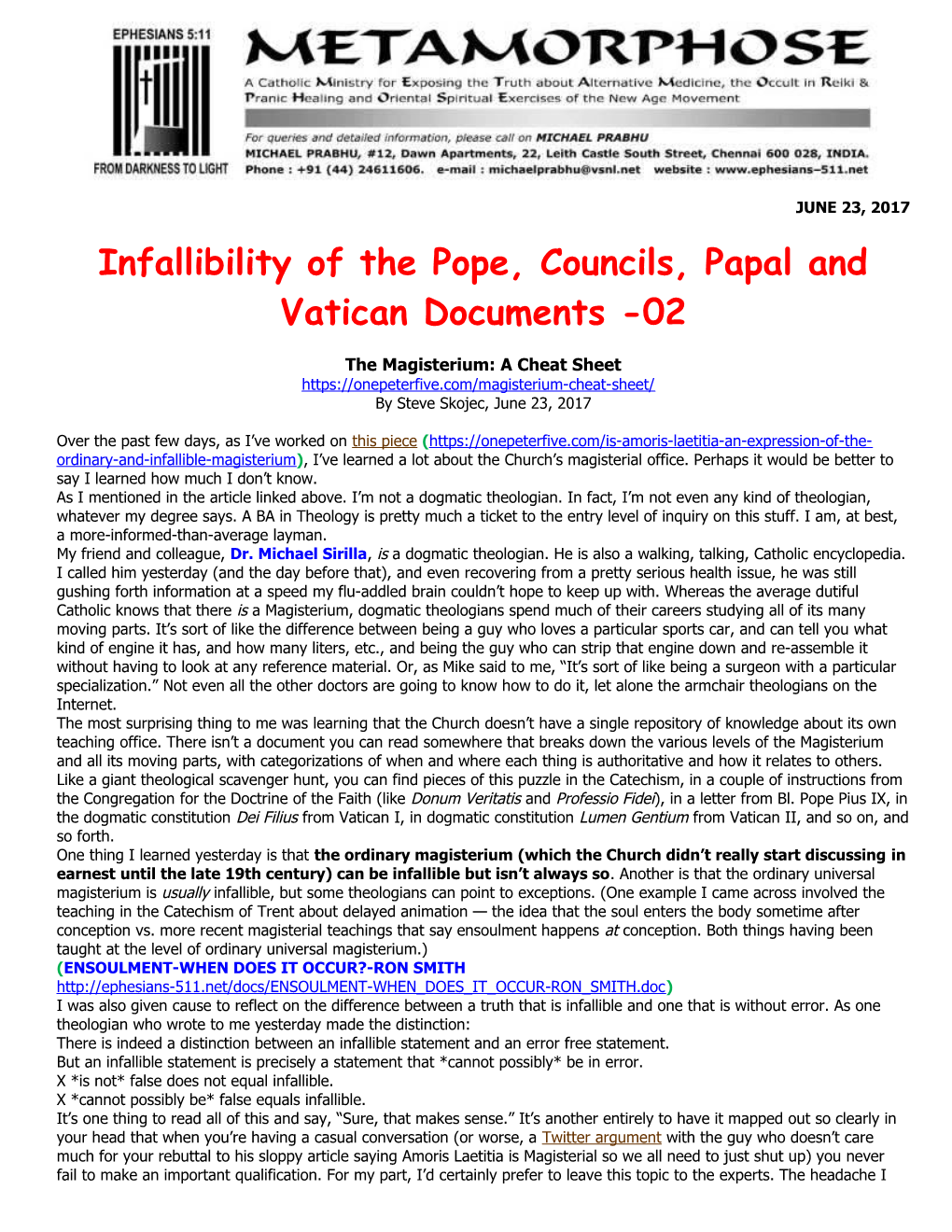 Infallibility of the Pope, Councils, Papal and Vatican Documents -02