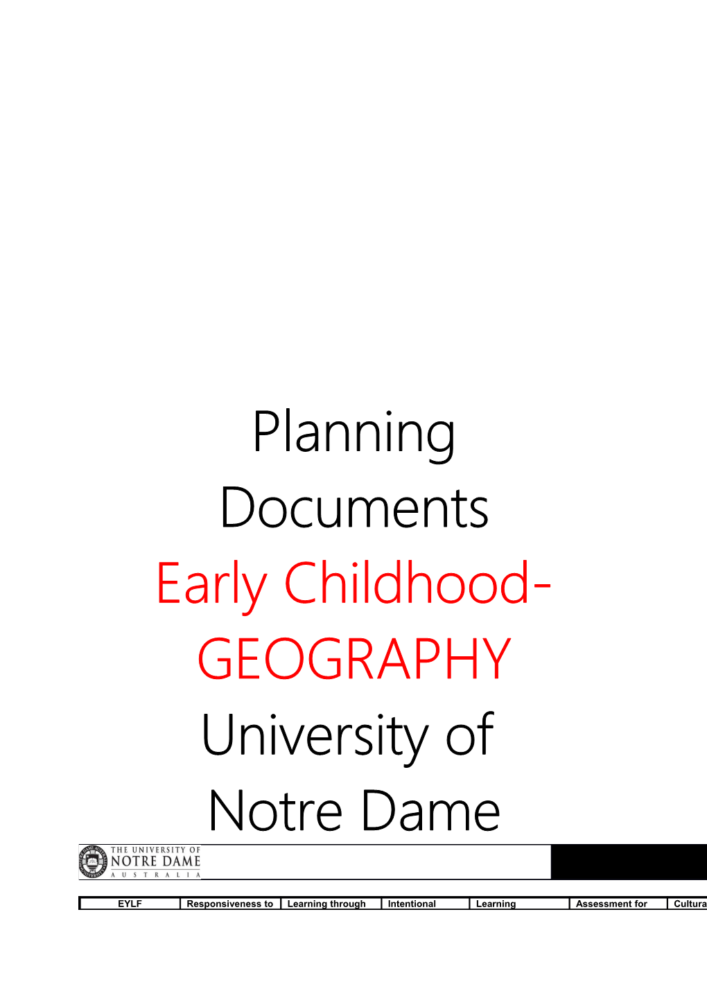 Early Childhood- GEOGRAPHY