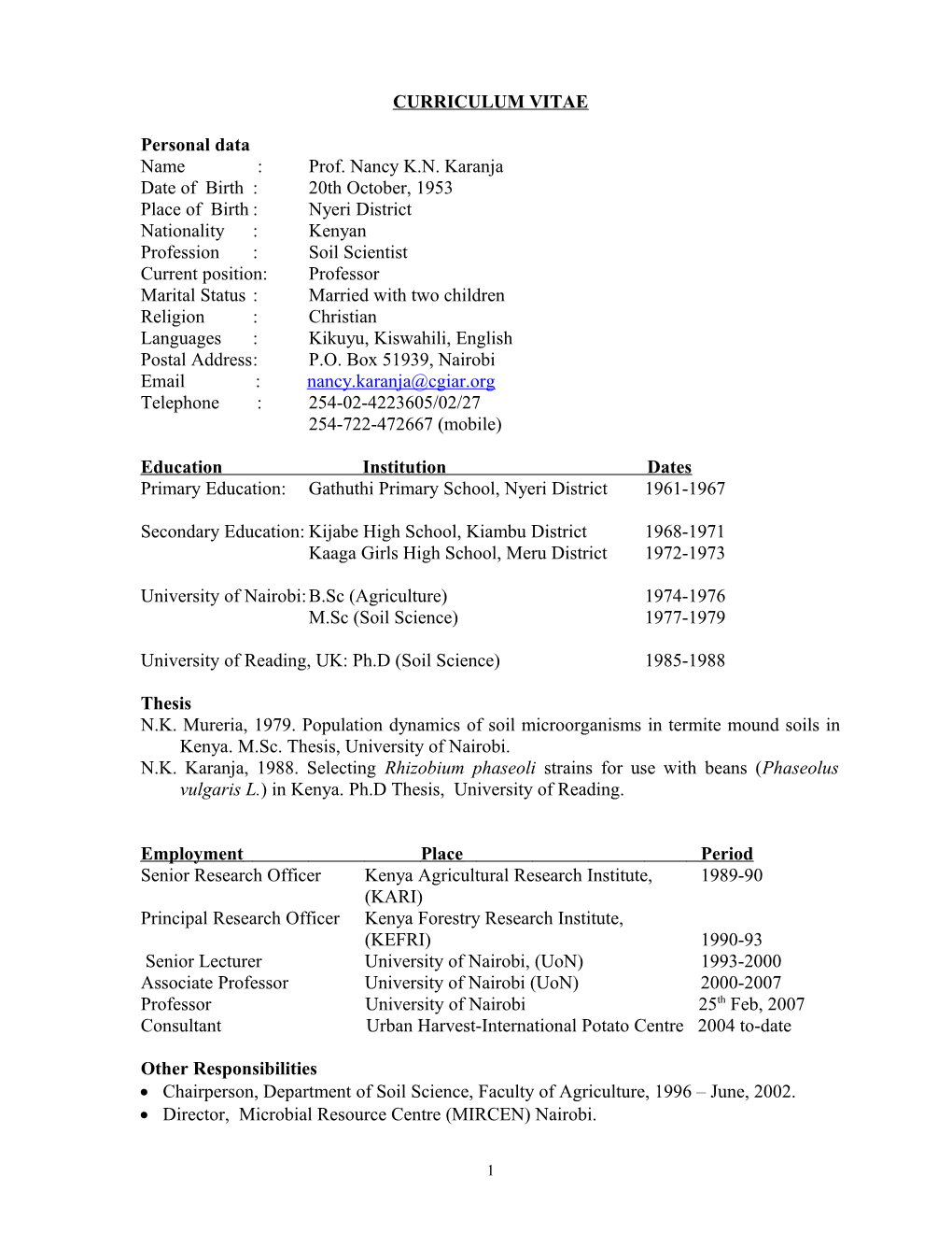 Curriculum Vitae s537