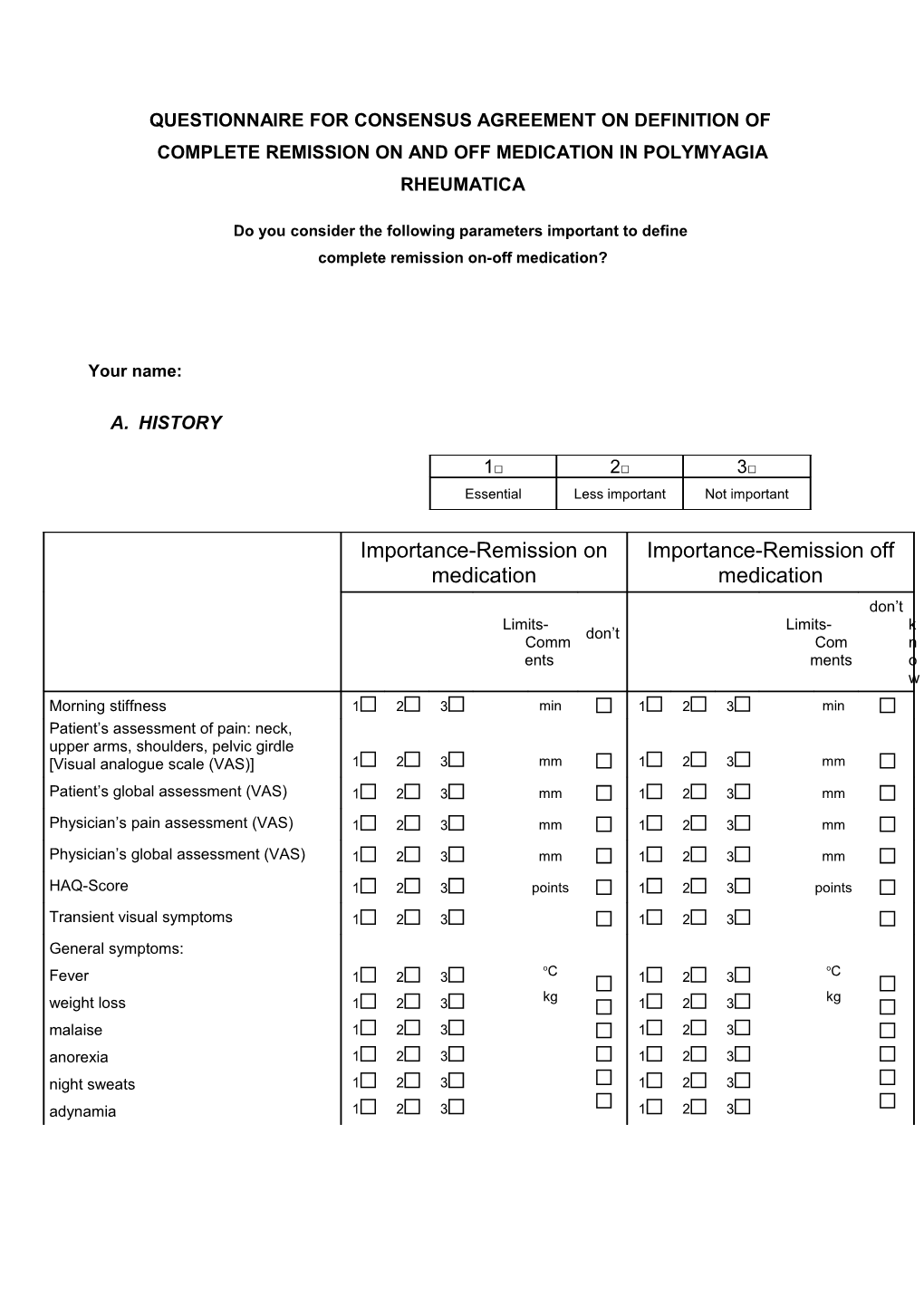 Do You Consider the Following Parameters Important to Define