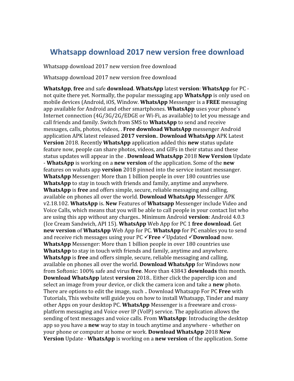 Whatsapp Download 2017 New Version Free Download