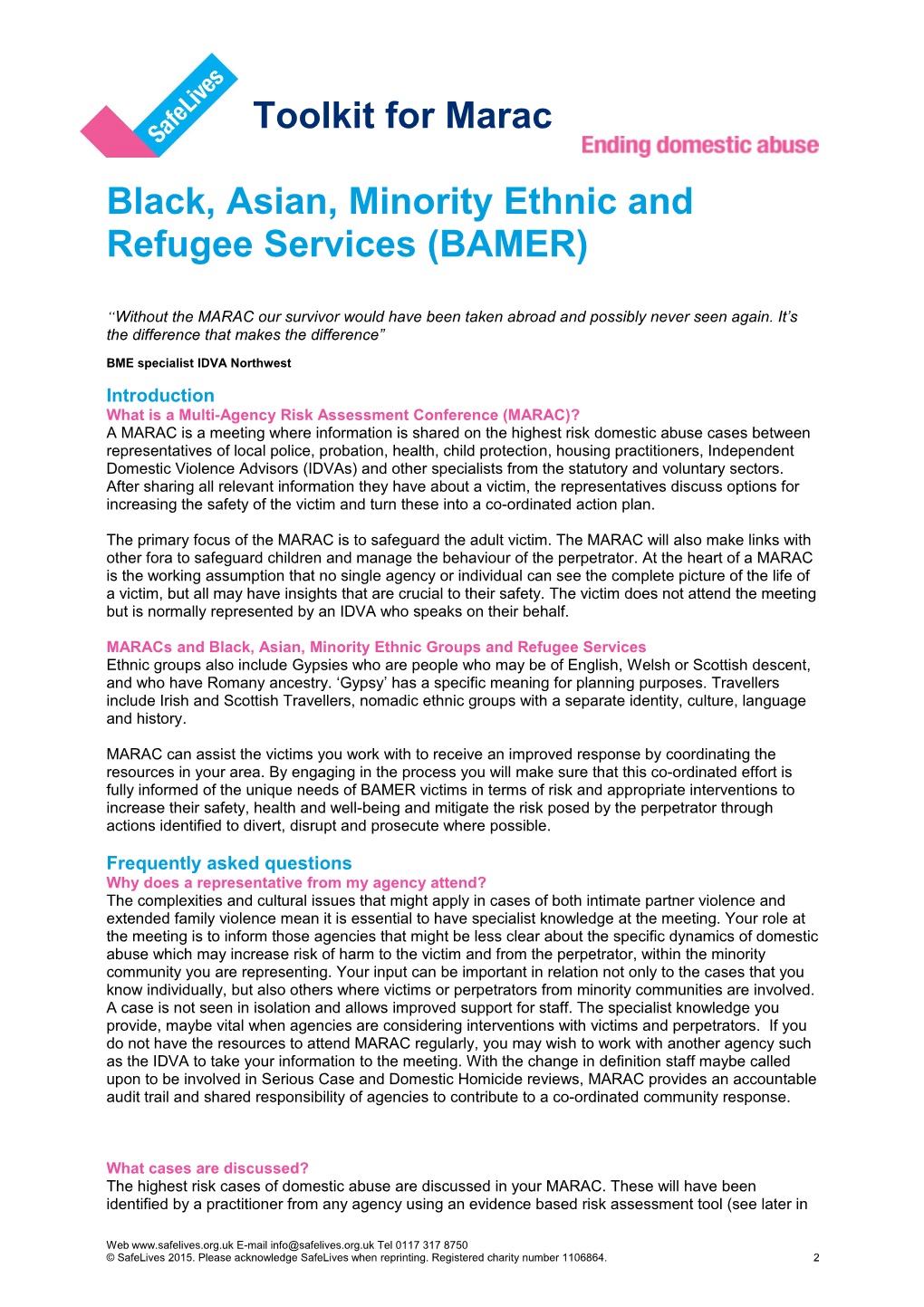 Black, Asian, Minority Ethnic and Refugee Services (BAMER)