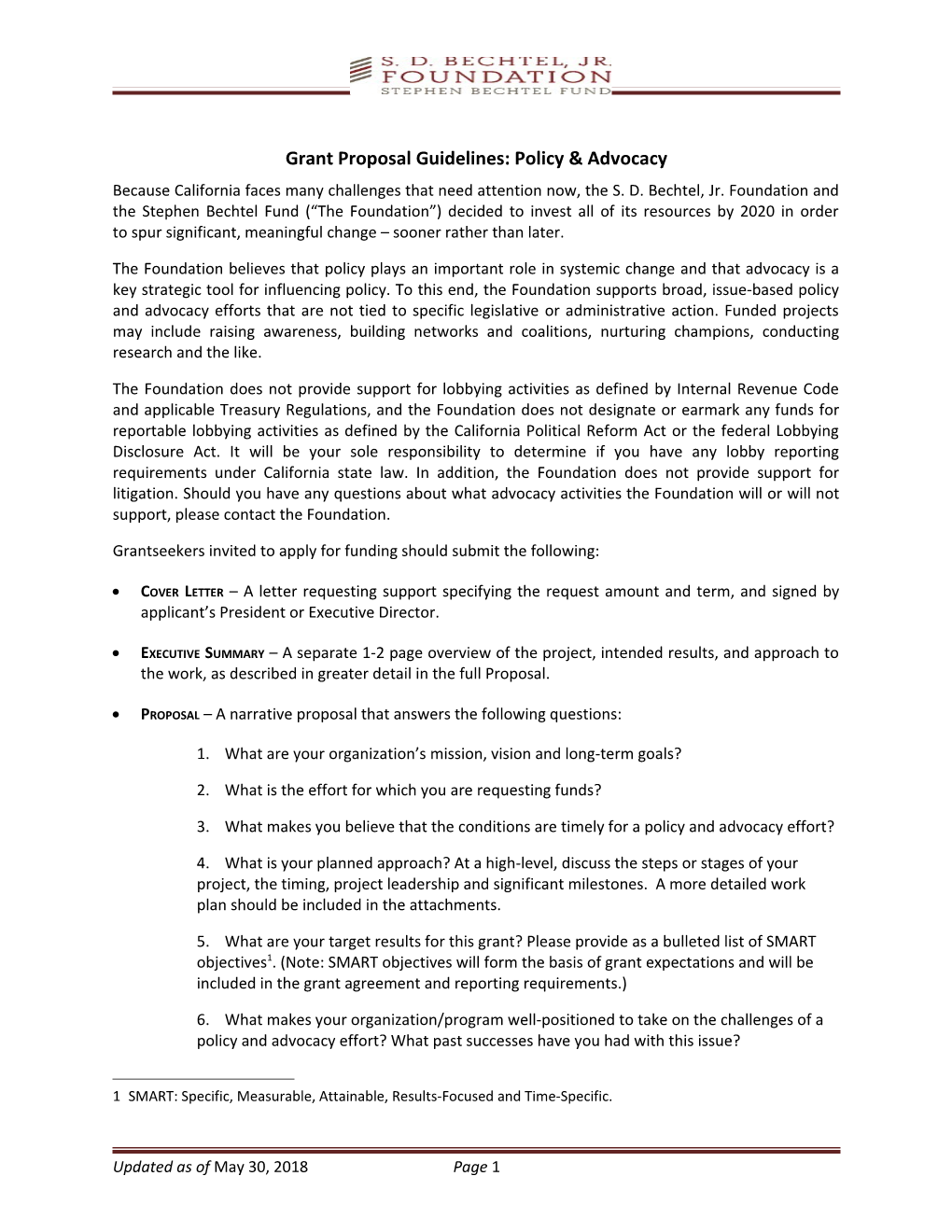 Grant Proposal Guidelines: Policy & Advocacy