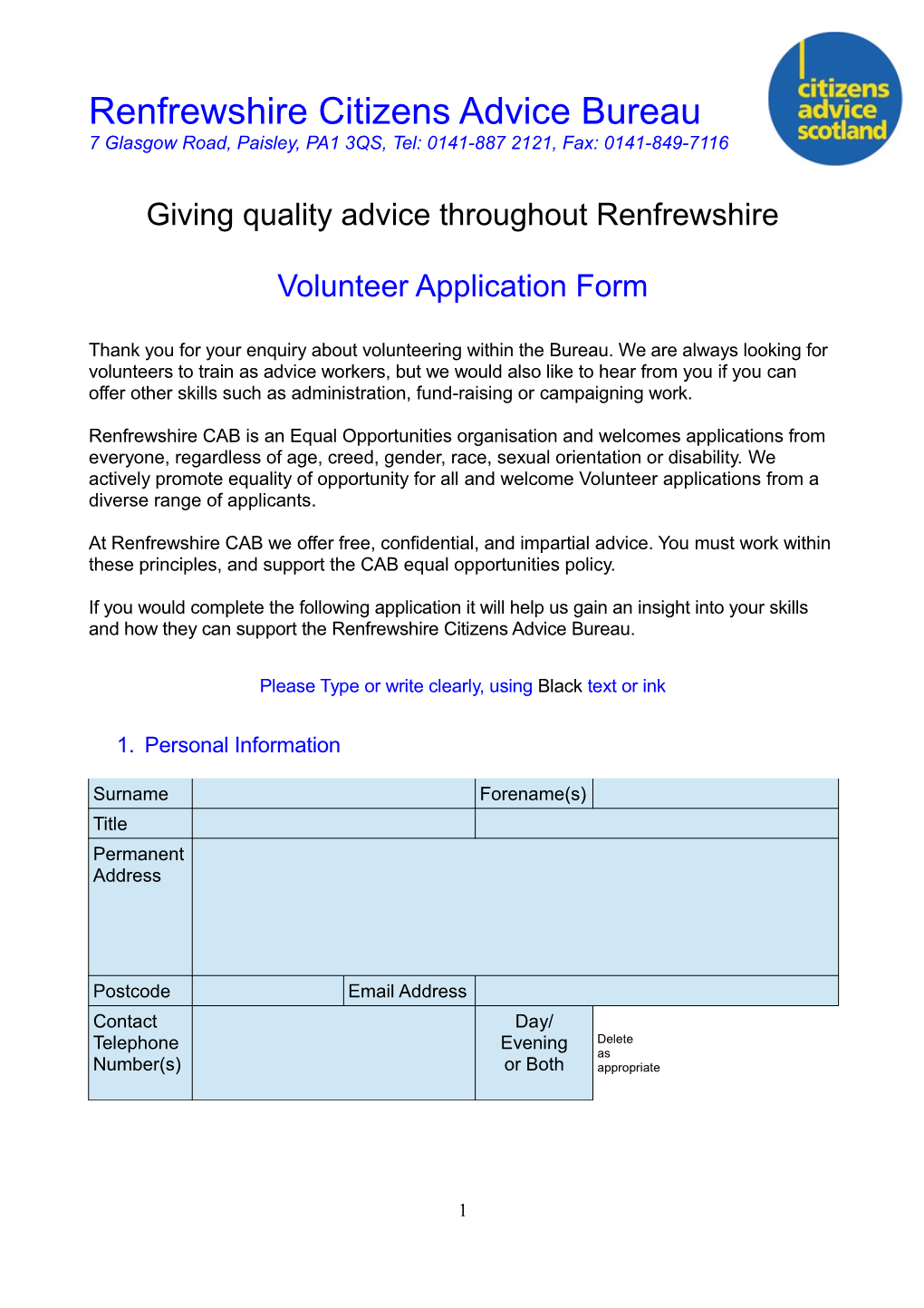 Renfrewshire Citizens Advice Bureau