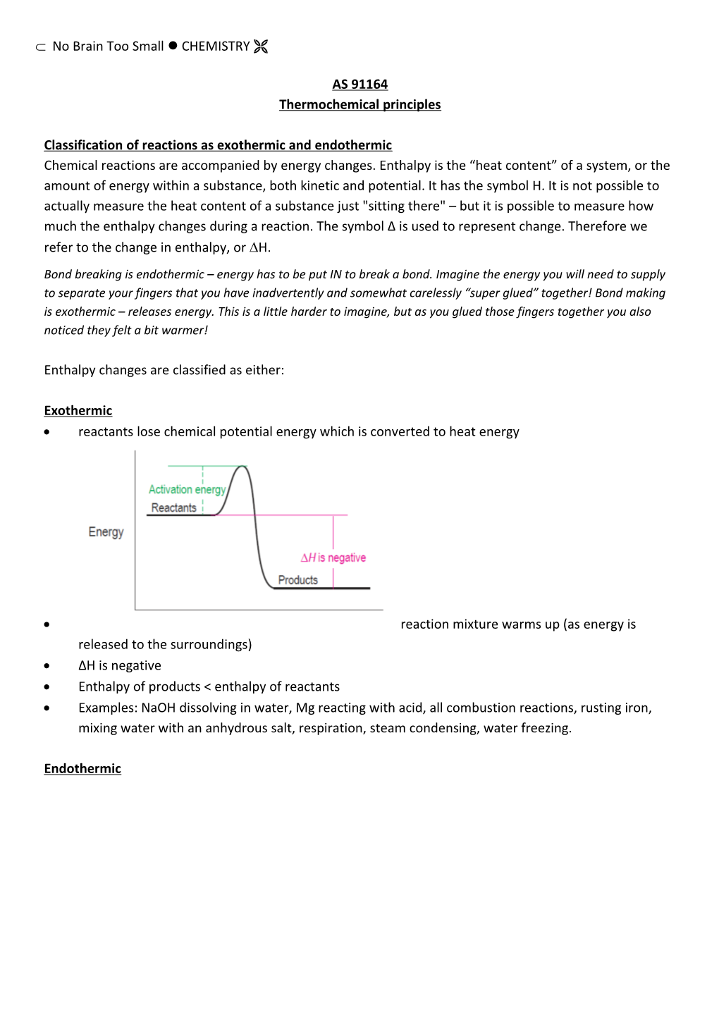 Classification of Reactions As Exothermic and Endothermic