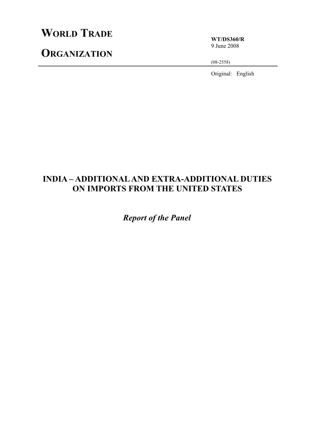 India Additional and Extra-Additional Duties on Imports from the United States