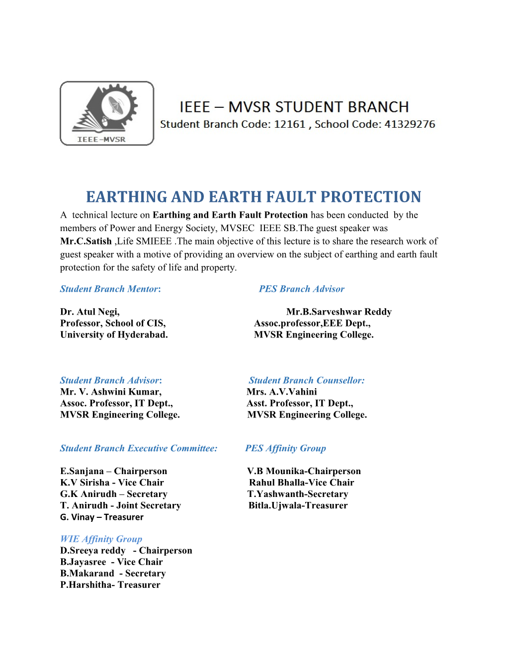 Earthing and Earth Fault Protection