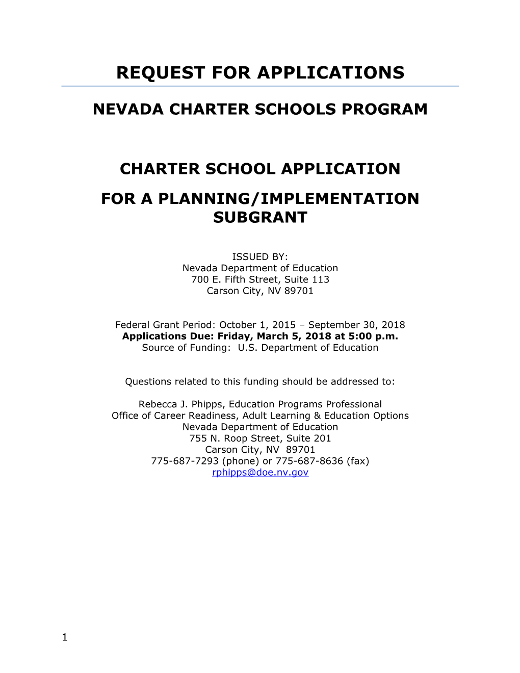 Nevada Charter Schools Program