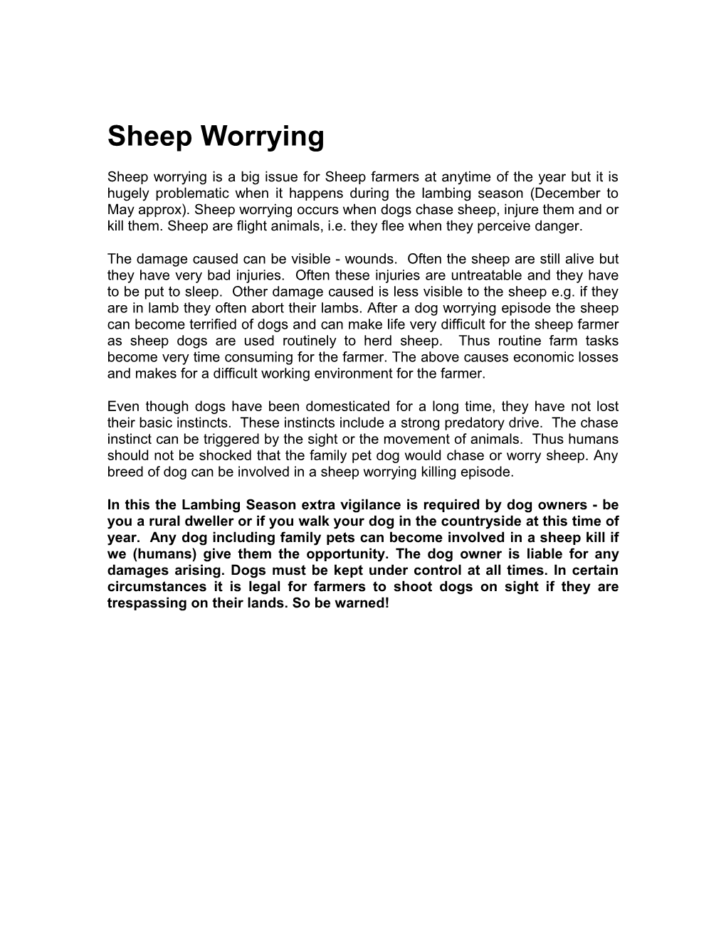 Sheep Worrying