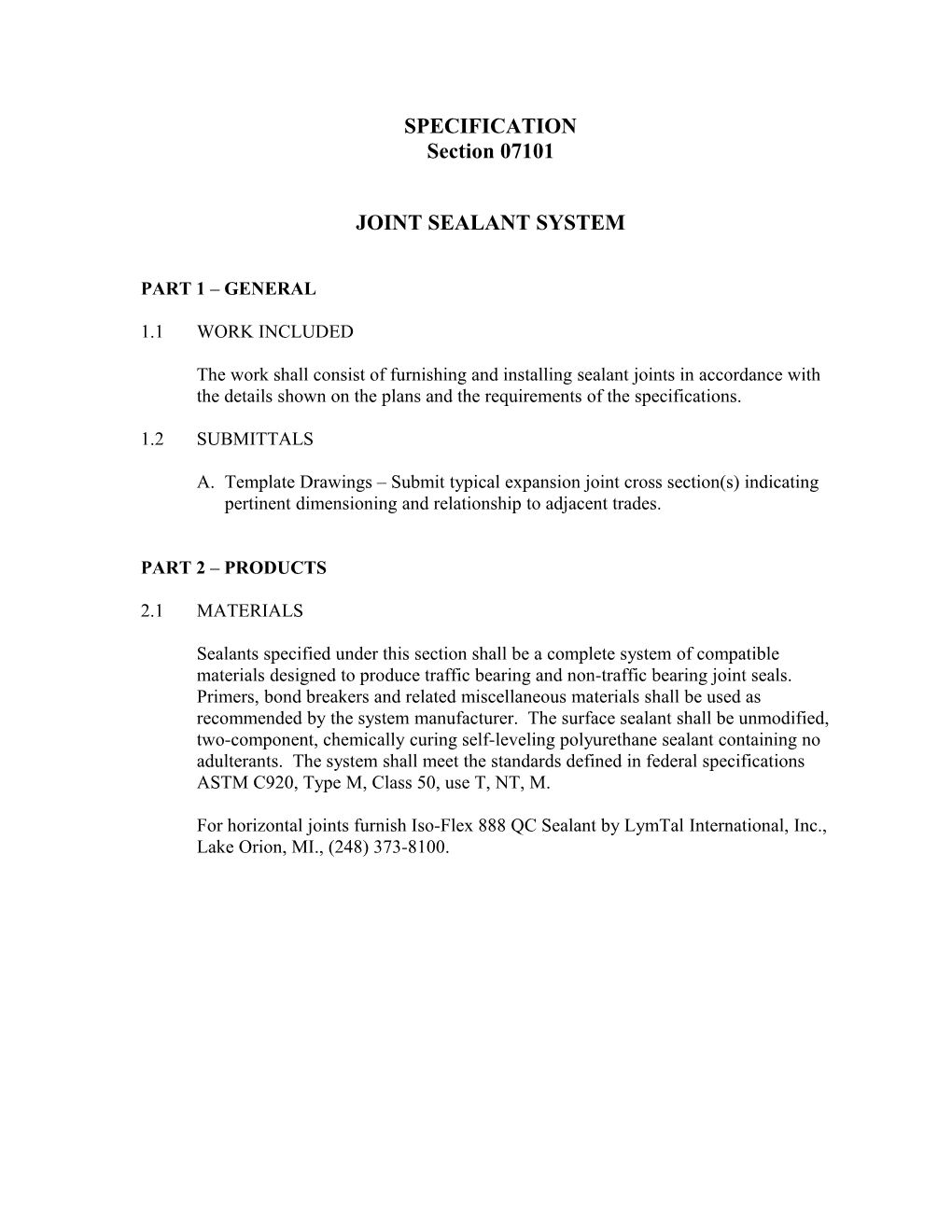 Joint Sealant System