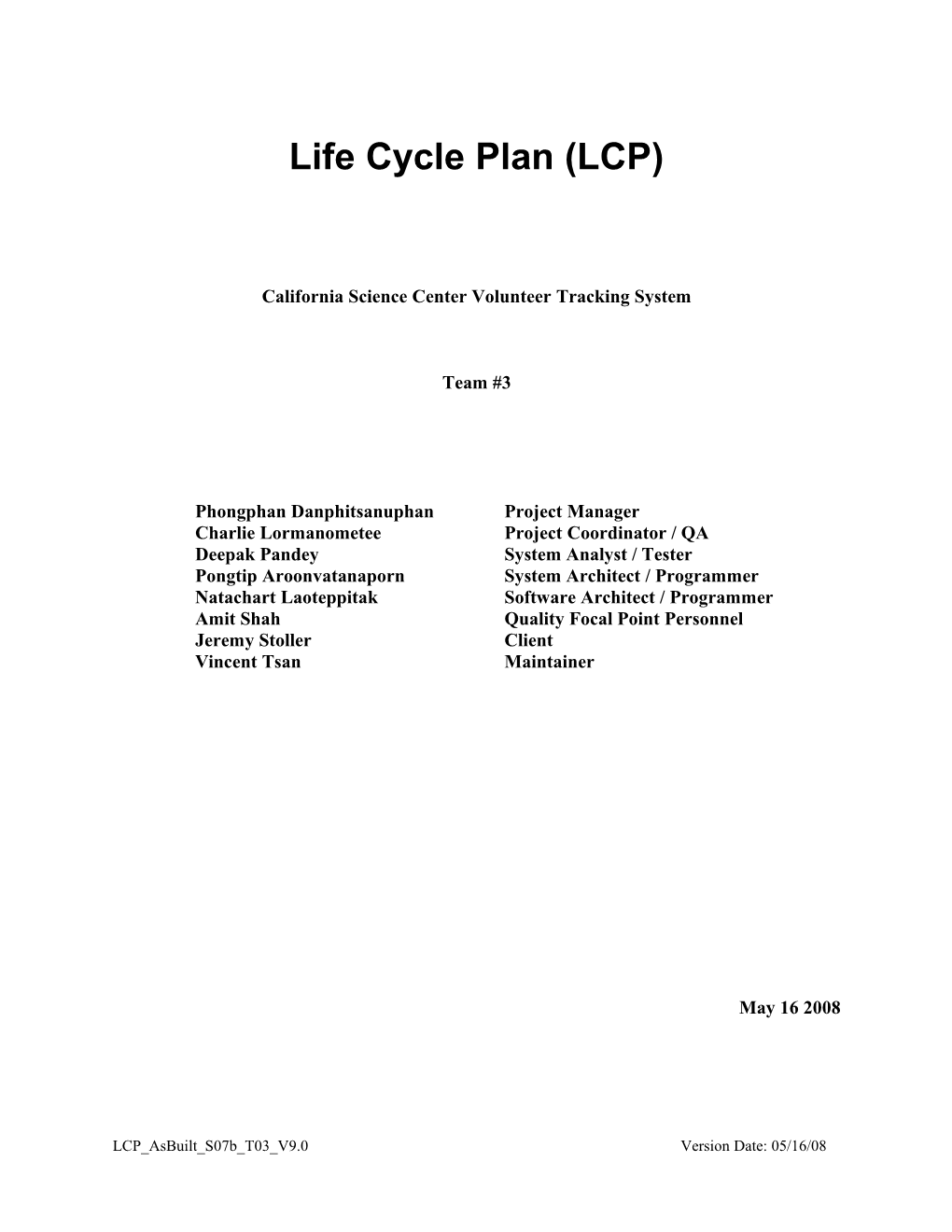 Life Cycle Plan (LCP) s6