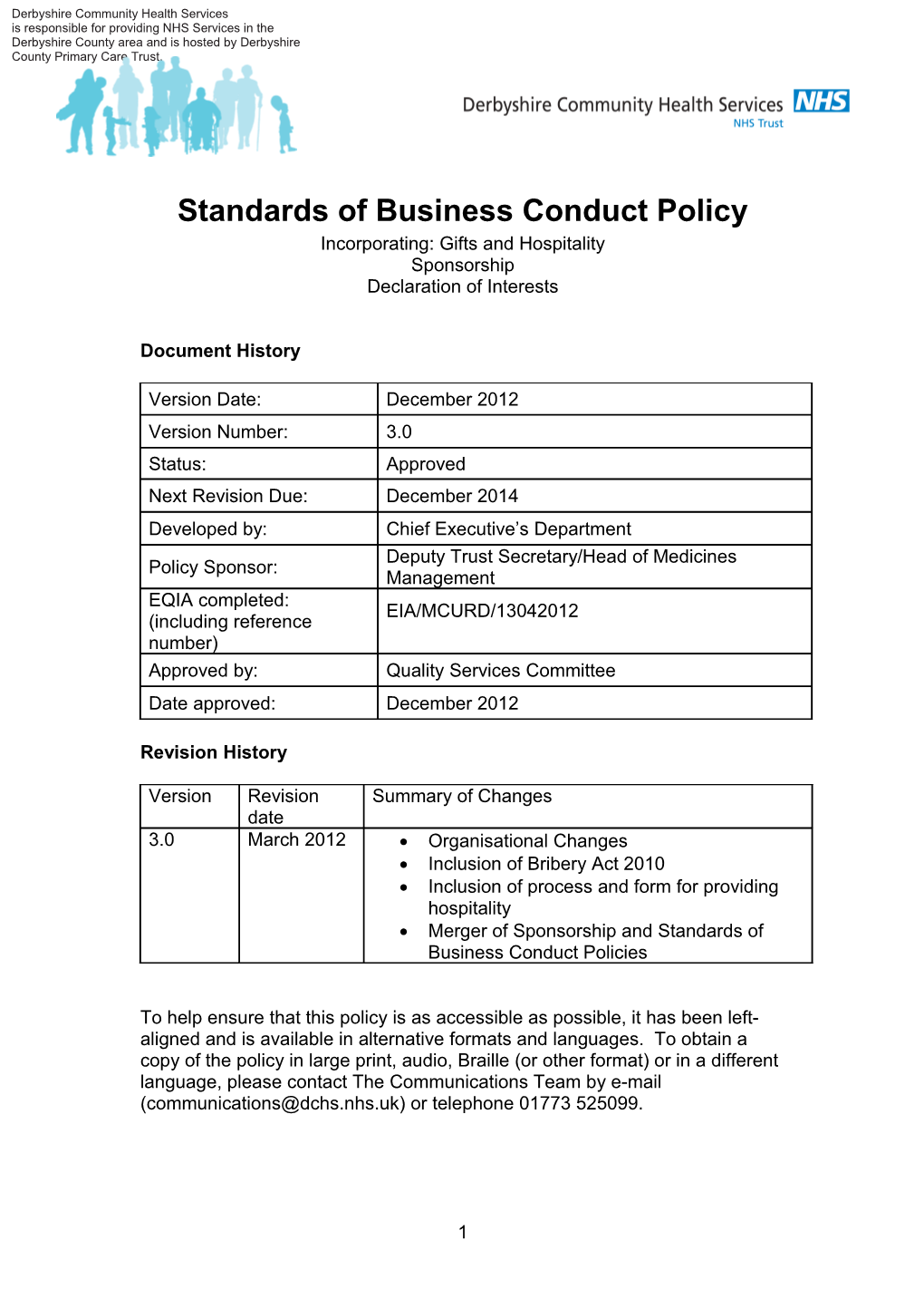 Standards Of Business Conduct Policy