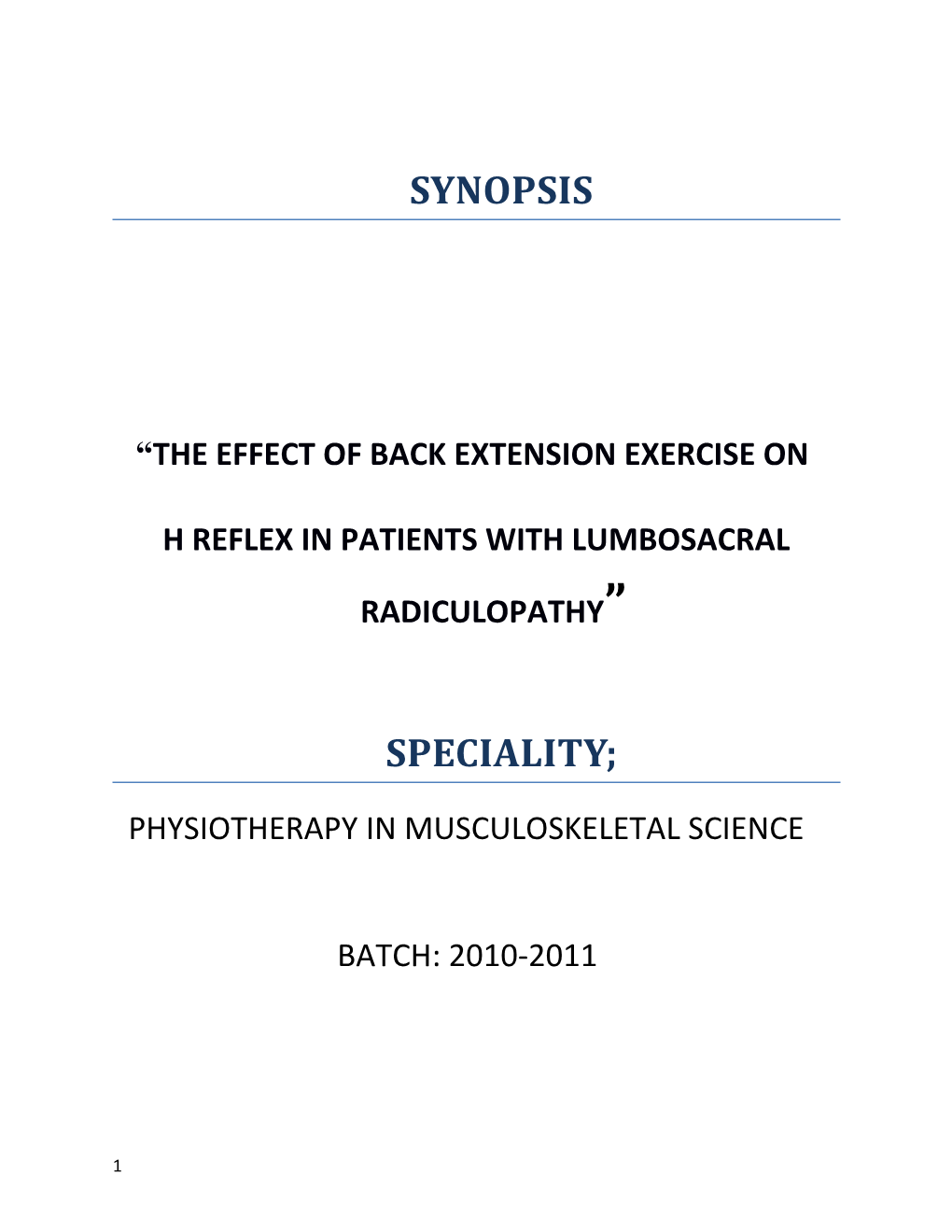 The Effect of Back Extension Exercise On