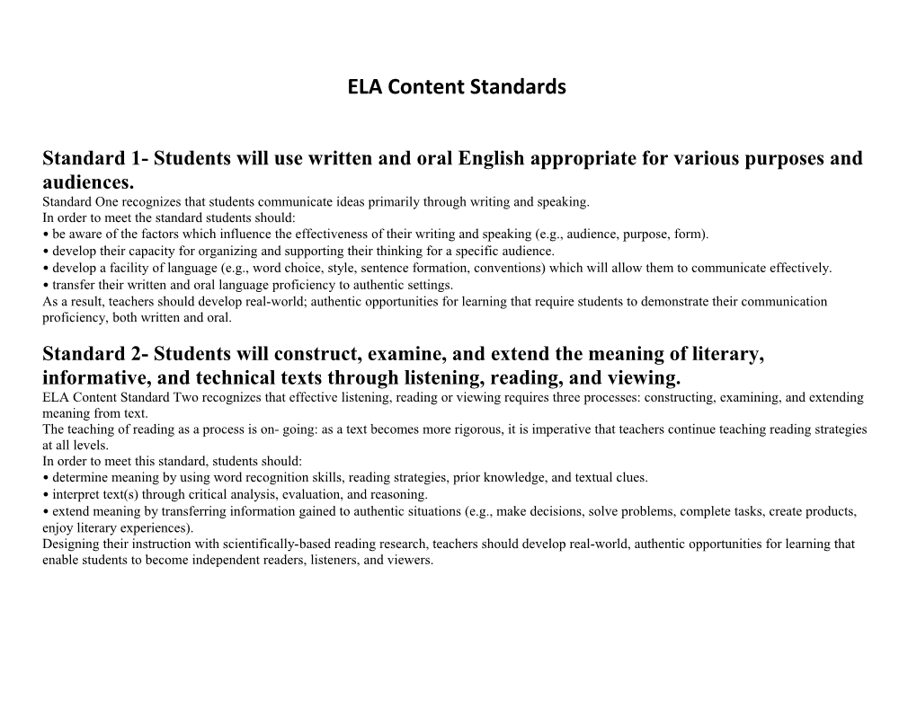 ELA Content Standards