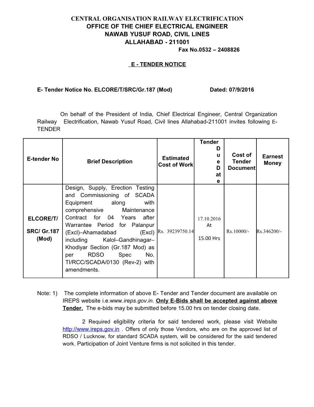 Central Organisation Railway Electrification