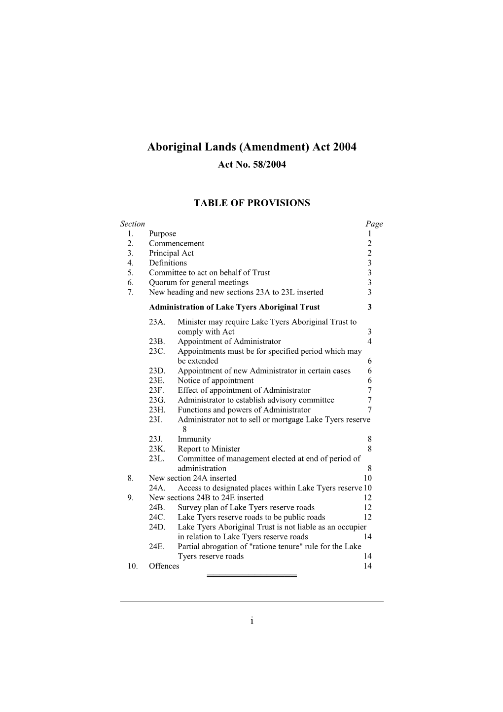 Aboriginal Lands (Amendment) Act 2004