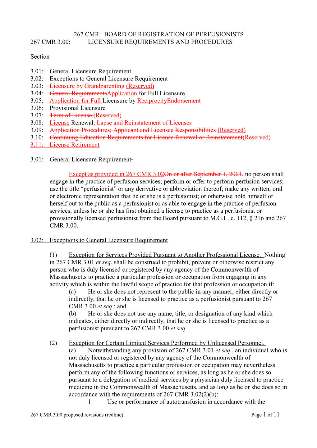 267 Cmr: Board of Registration of Perfusionists