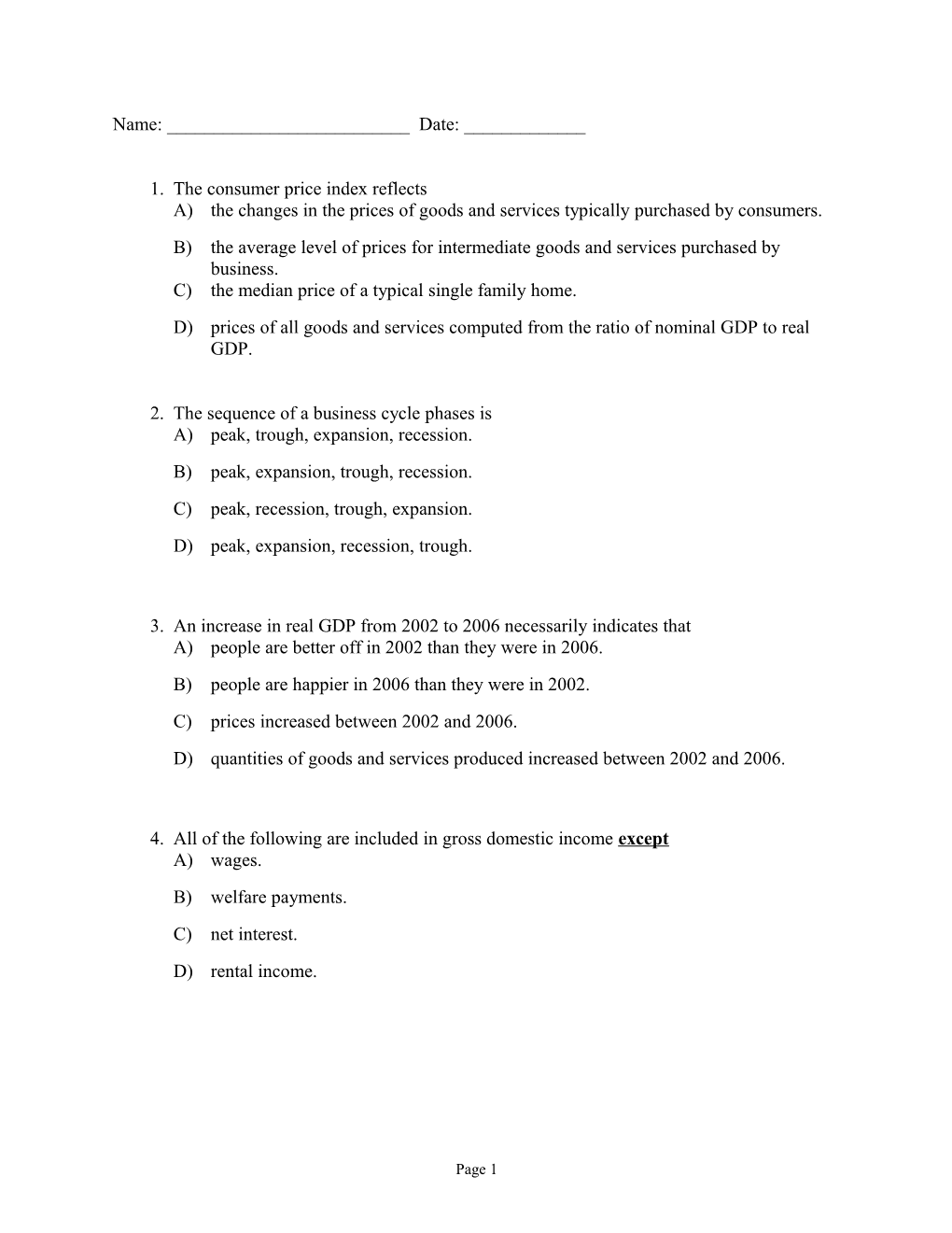 Use the Following to Answer Question 5