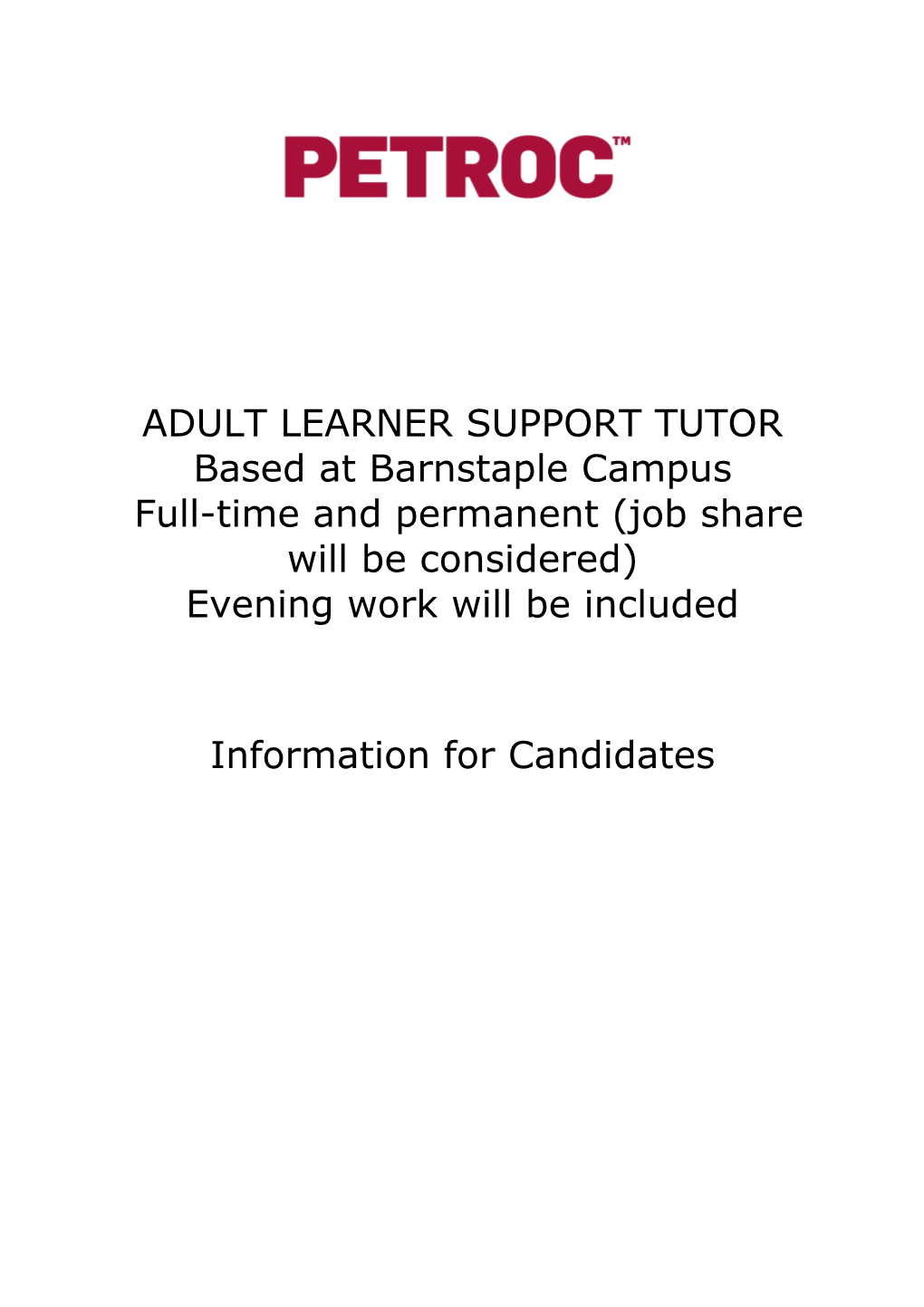 Adult Learner Support Tutor